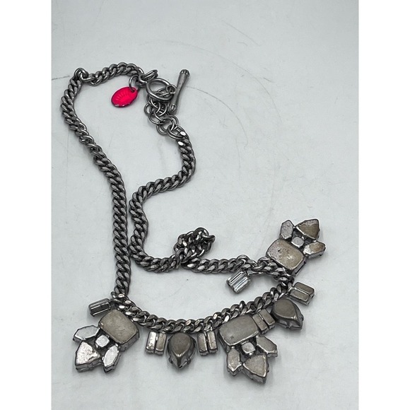 Juicy Couture Limited Edition Rhinestone Silver Tone Chain Statement Necklace - Picture 13 of 14